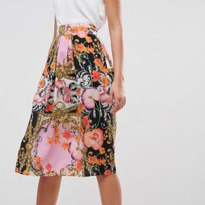 ASOS DESIGN Midi Skirt Baroque Floral Print